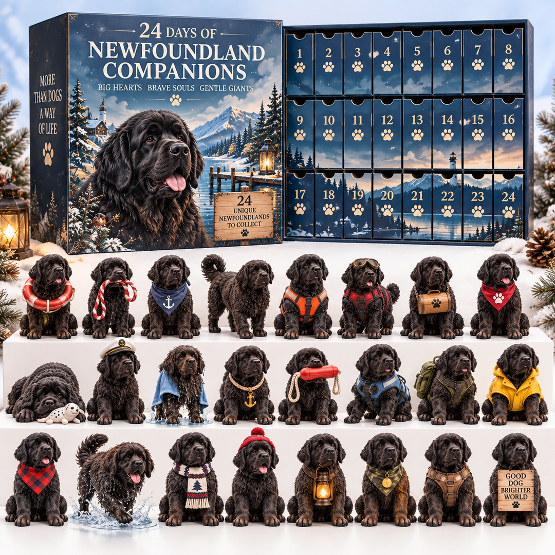 Newfoundland Dog Advent Calendar with 24 Collectible Figurines