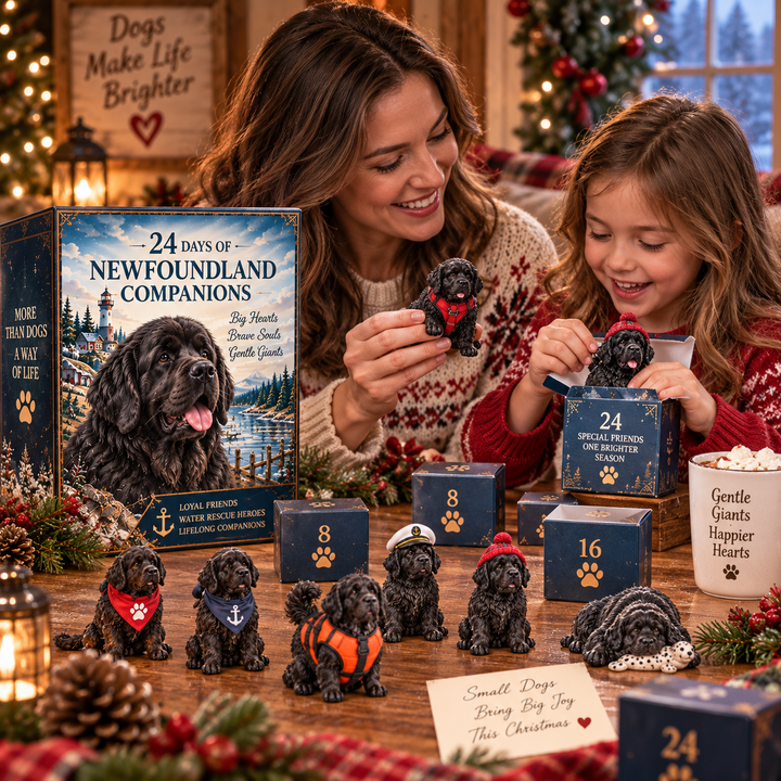 Newfoundland Dog Advent Calendar with 24 Collectible Figurines