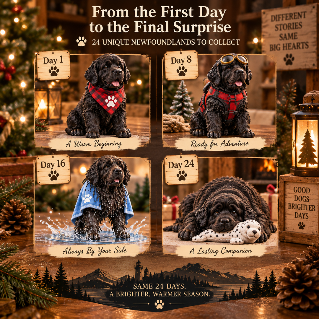 Newfoundland Dog Advent Calendar with 24 Collectible Figurines