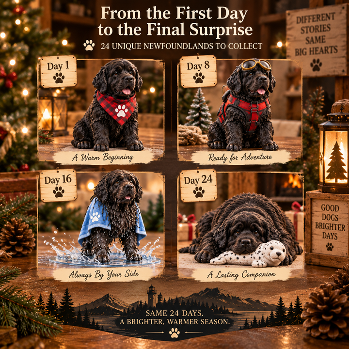 Newfoundland Dog Advent Calendar with 24 Collectible Figurines