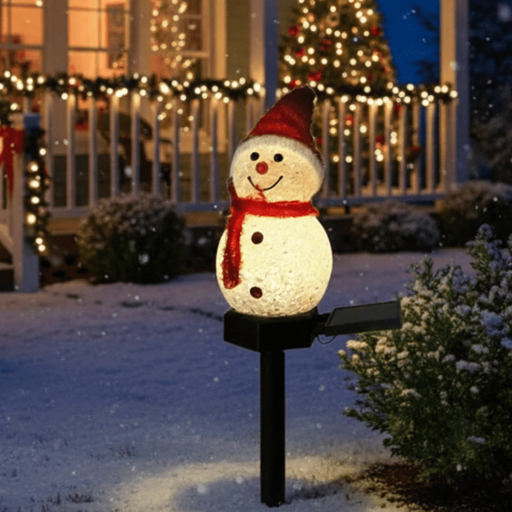 Outdoor Christmas Lights Solar Snowman Stake