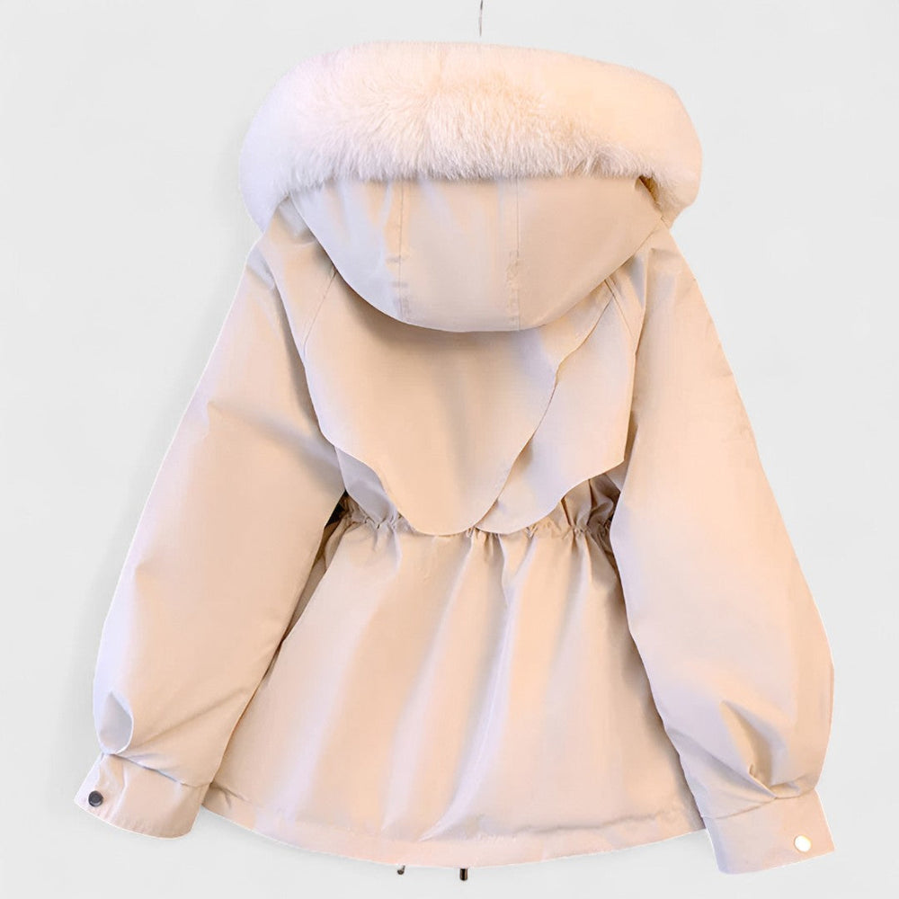 Paula | Women's Cosy Faux Fur Hooded Puffer Jacket with Drawstring Waist