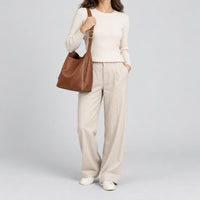 Women's Leather Buckle Closure Shoulder Bag