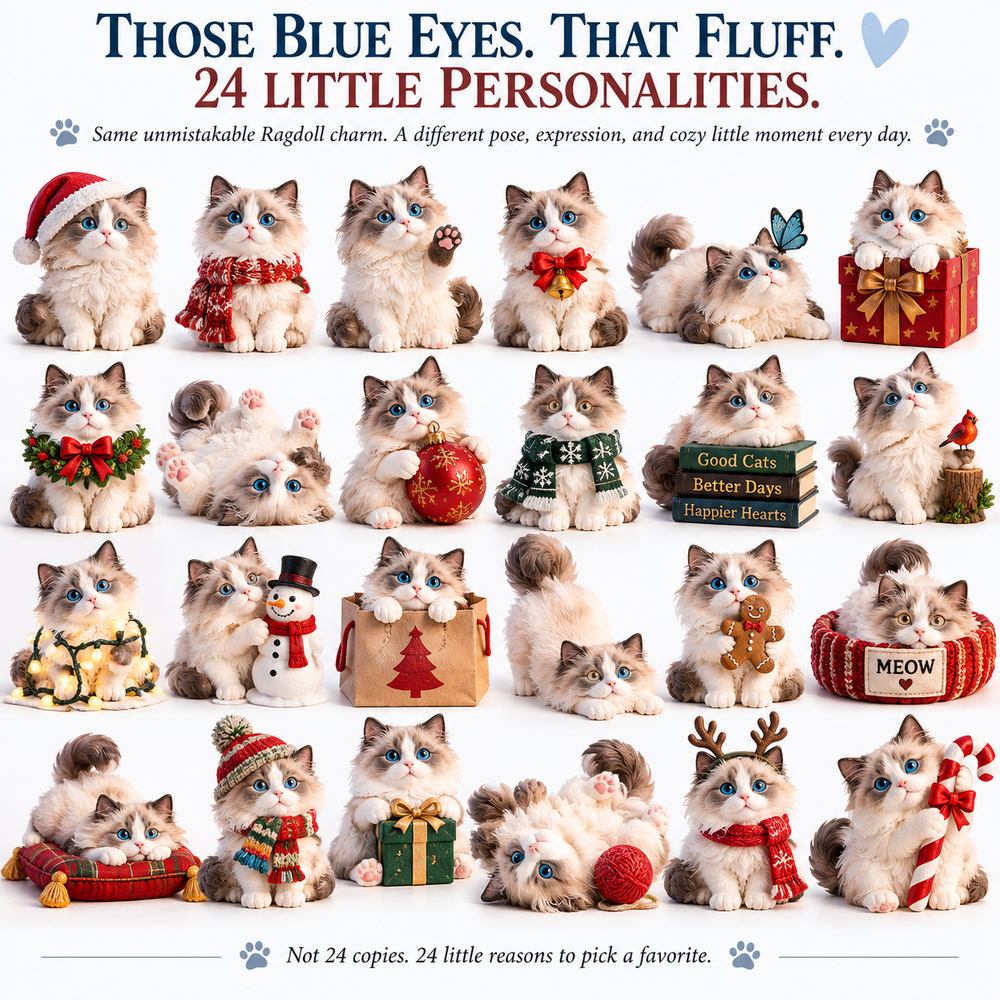 Ragdoll Cat Advent Calendar with 24 Collectible Figurines