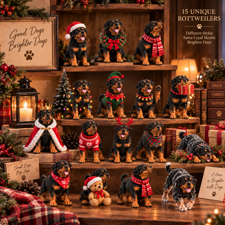 Rottweiler Advent Calendar with 24 Unique Figurines