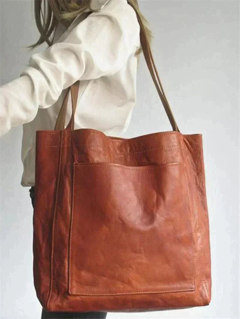Samantha | Women's Classic Leather Tote Bag with Pockets