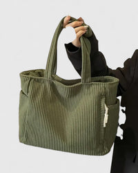 Women's Ribbed Corduroy Shoulder Tote Bag
