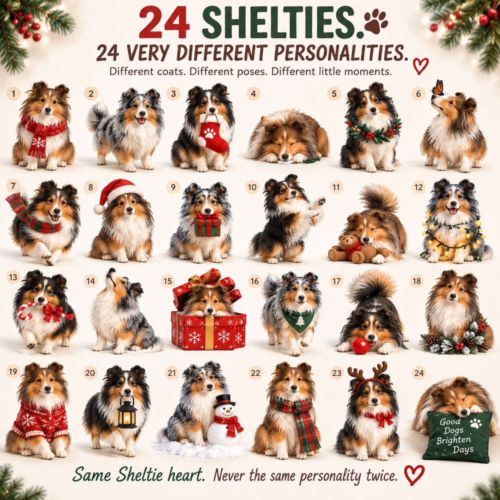Sheltie Advent Calendar with 24 Charming Dog Figurines