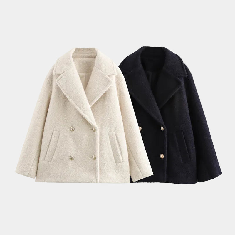 Sienna | Women's Double Breasted Wool Blend Pea Coat