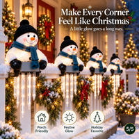 Snowman Decor with Glowing Icicle Light Strands