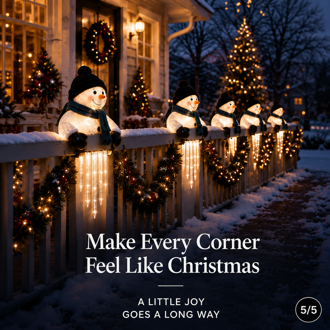 Snowman Decor with Glowing Icicle Light Strands