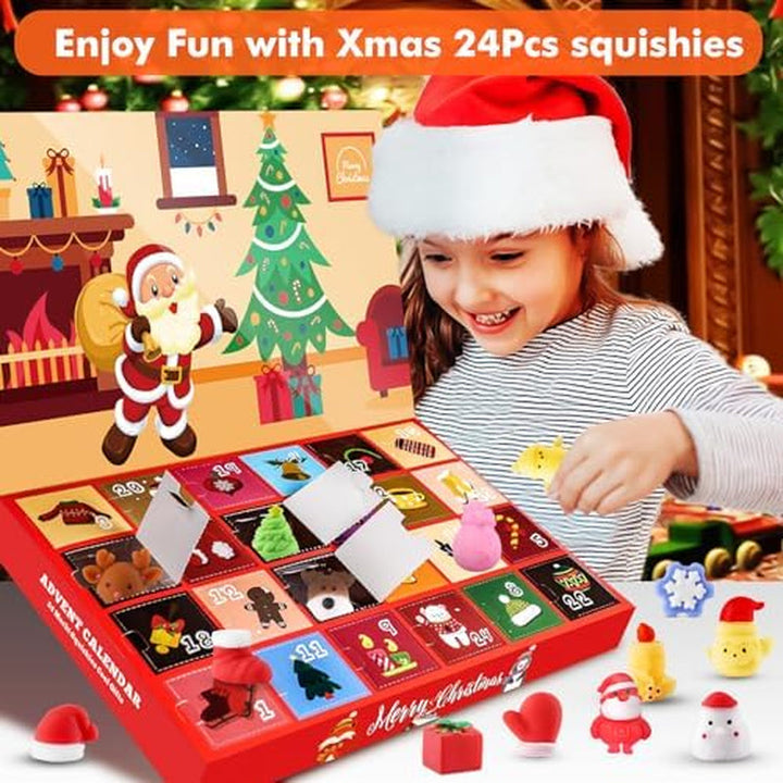 Squishy Advent Calendar with 24 Cute Christmas Mochi Toys