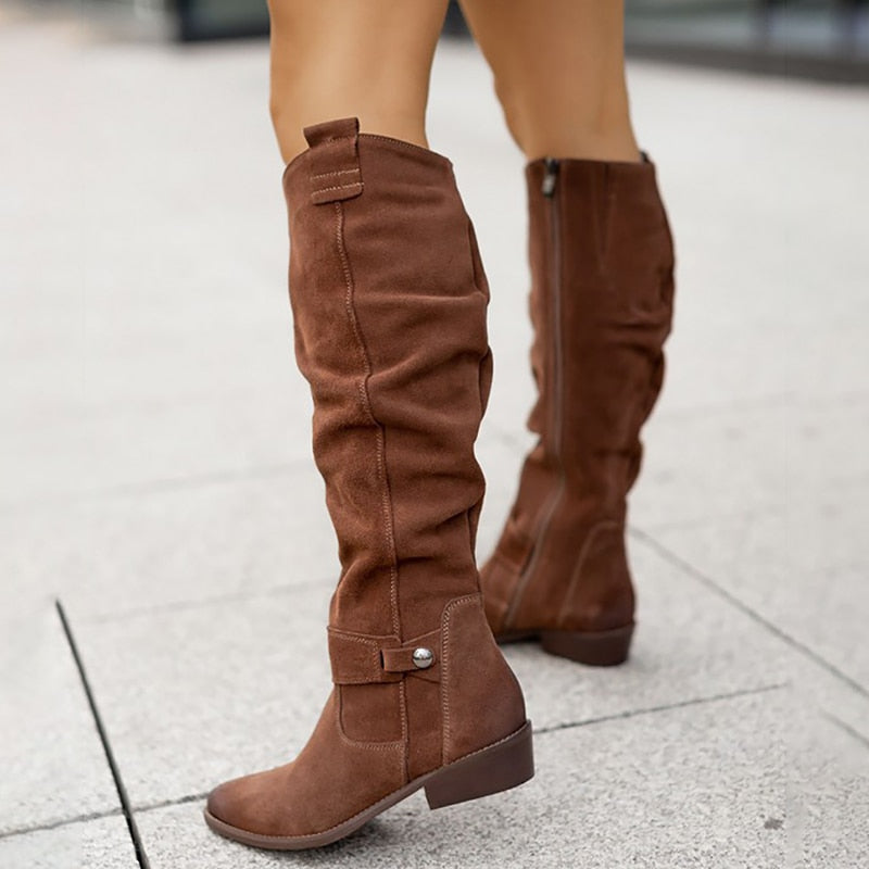 Summer | Women's Knee High Low Heel Suede Boots