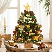 18-Inch Tabletop Artificial Christmas Tree with Lights and Gold Ornaments