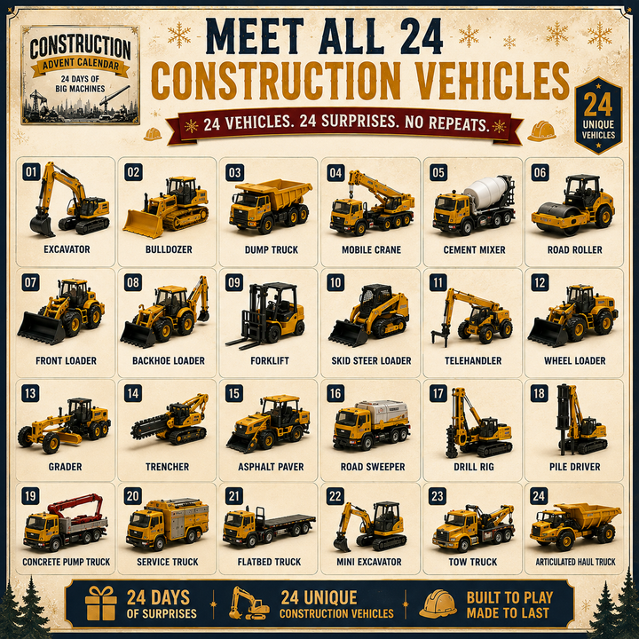 Truck Advent Calendar with 24 Unique Construction Vehicles