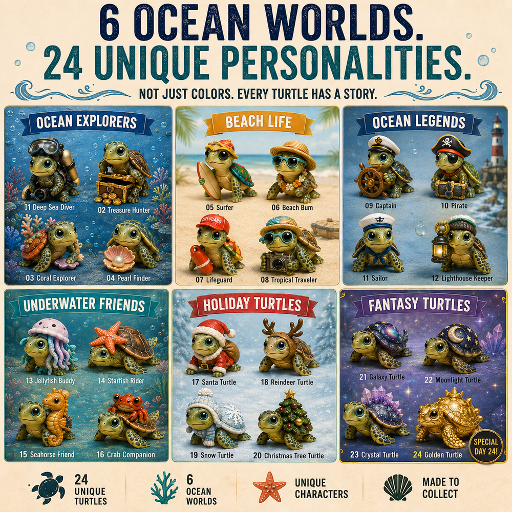 Turtle Advent Calendar with 24 Unique Ocean Collectible Figurines