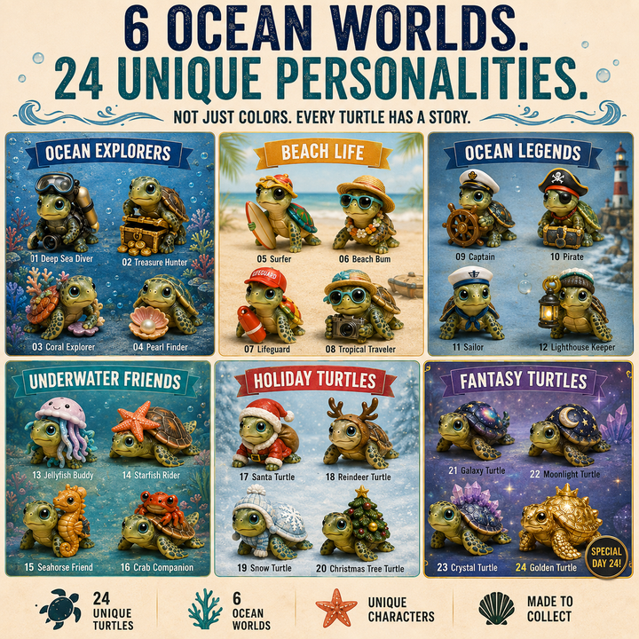 Turtle Advent Calendar with 24 Unique Ocean Collectible Figurines