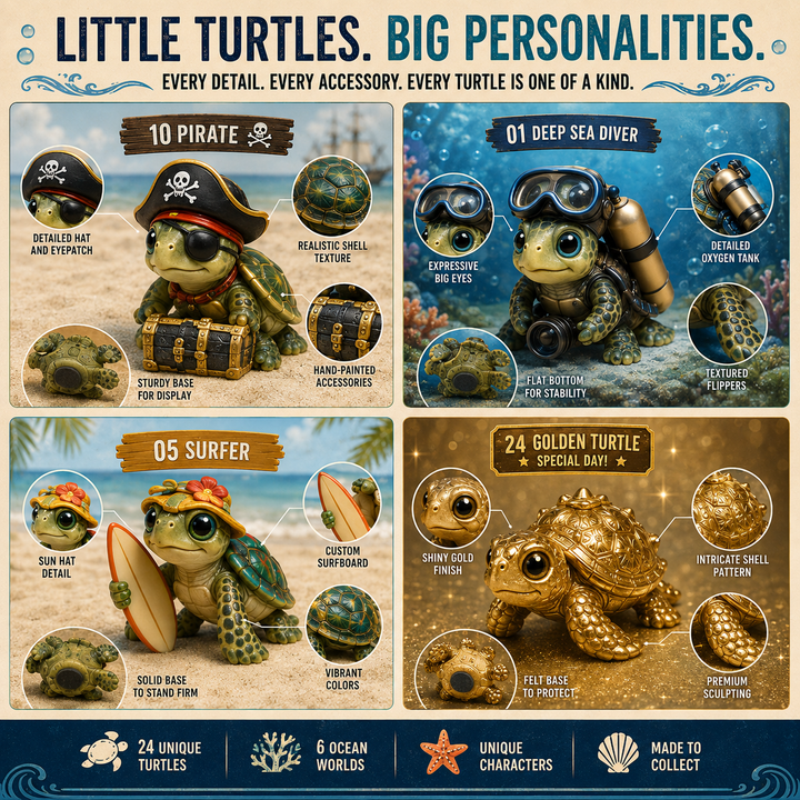 Turtle Advent Calendar with 24 Unique Ocean Collectible Figurines