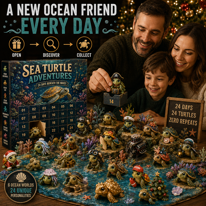 Turtle Advent Calendar with 24 Unique Ocean Collectible Figurines