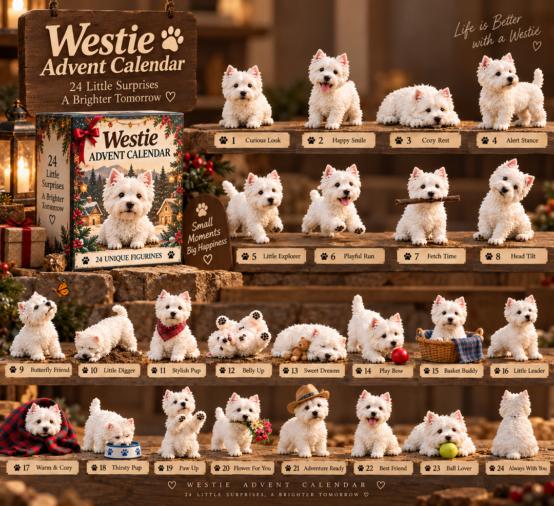 Westie Advent Calendar with 24 Unique Figurines