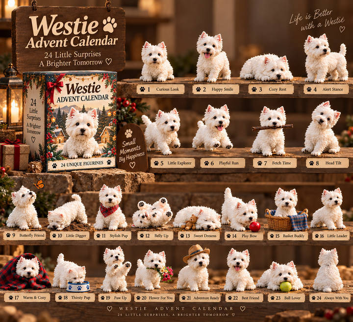 Westie Advent Calendar with 24 Unique Figurines